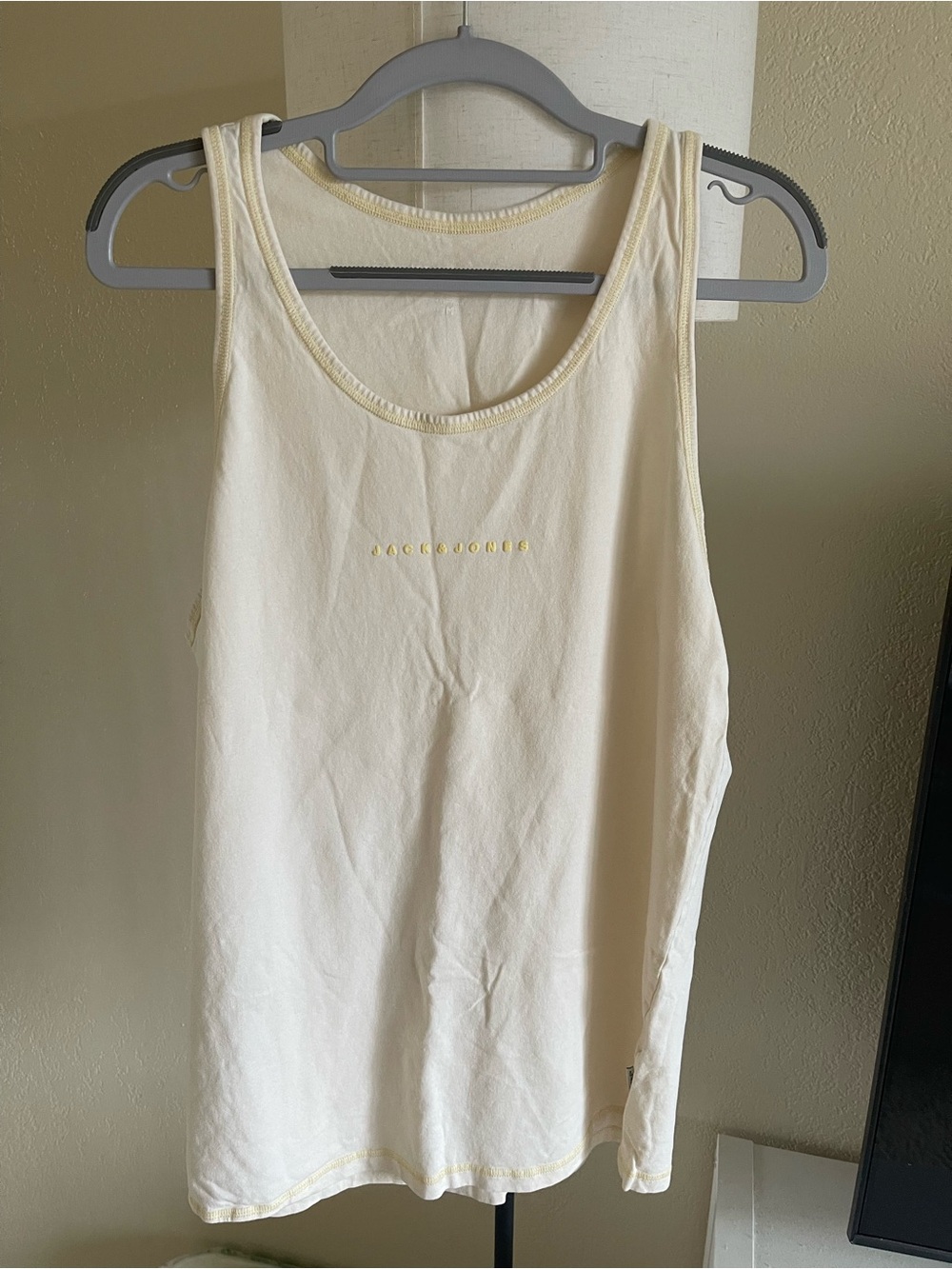 Jack & Jones Pale Cream Tank Top with Subtle Logo